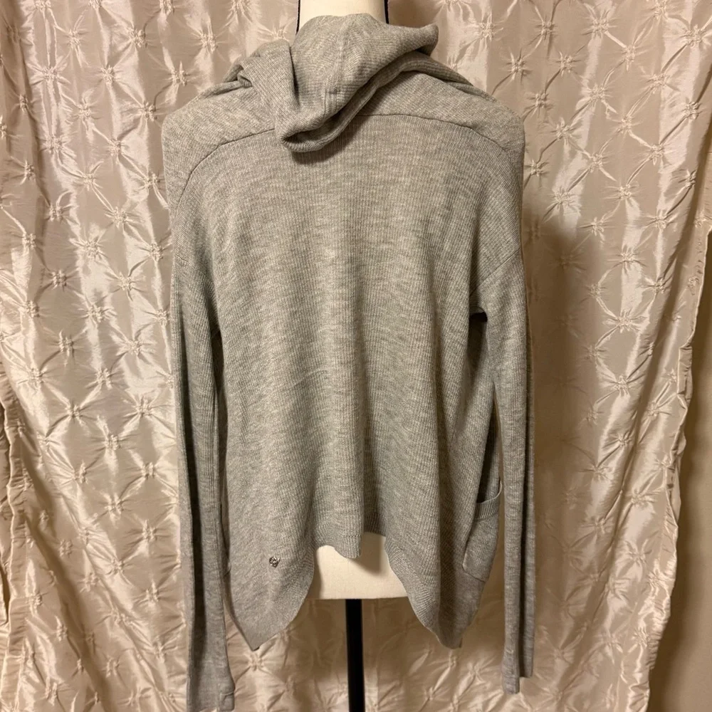 Lululemon Gray Cabin Yogi Wrap Heathered Medium Grey Hooded Cardigan Sweater